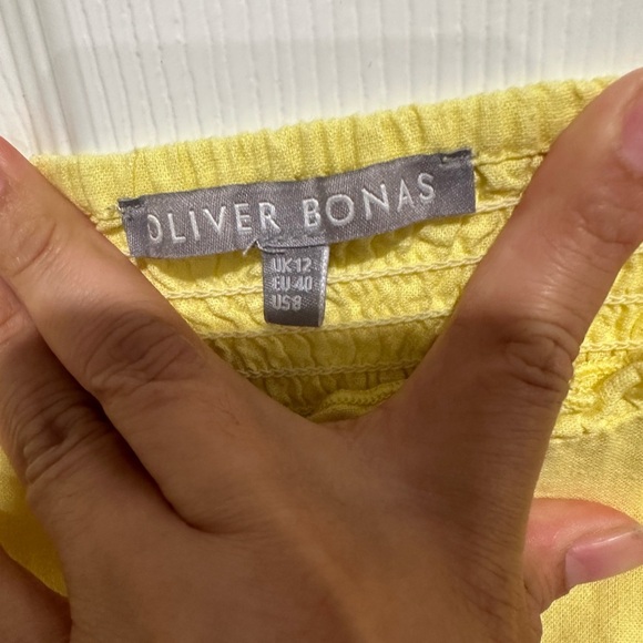 Oliver bonas yellow tiered dress Size 12 - Picture 7 of 8